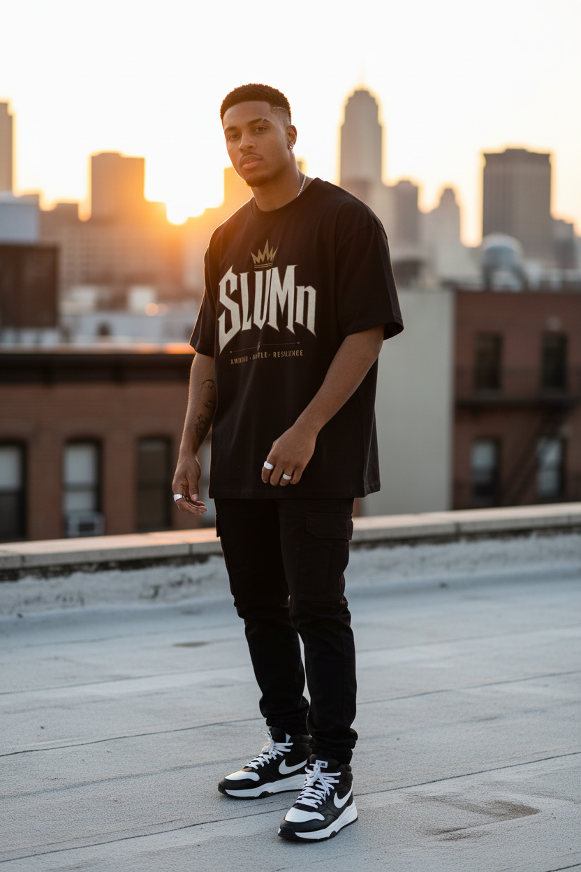 SLUMn AHR Essential Cotton Tee in black - urban lifestyle editorial