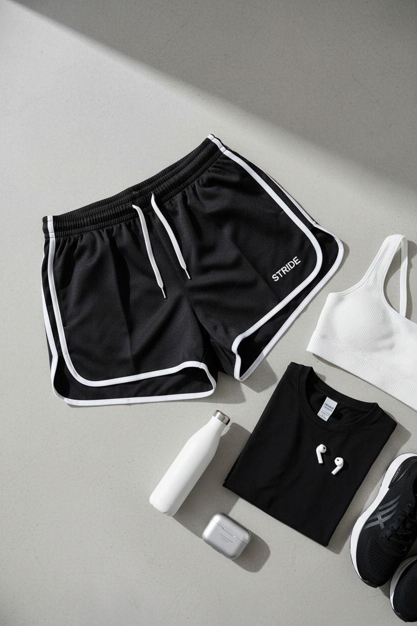 Women's Contrast Stripe Track Shorts lifestyle mockup