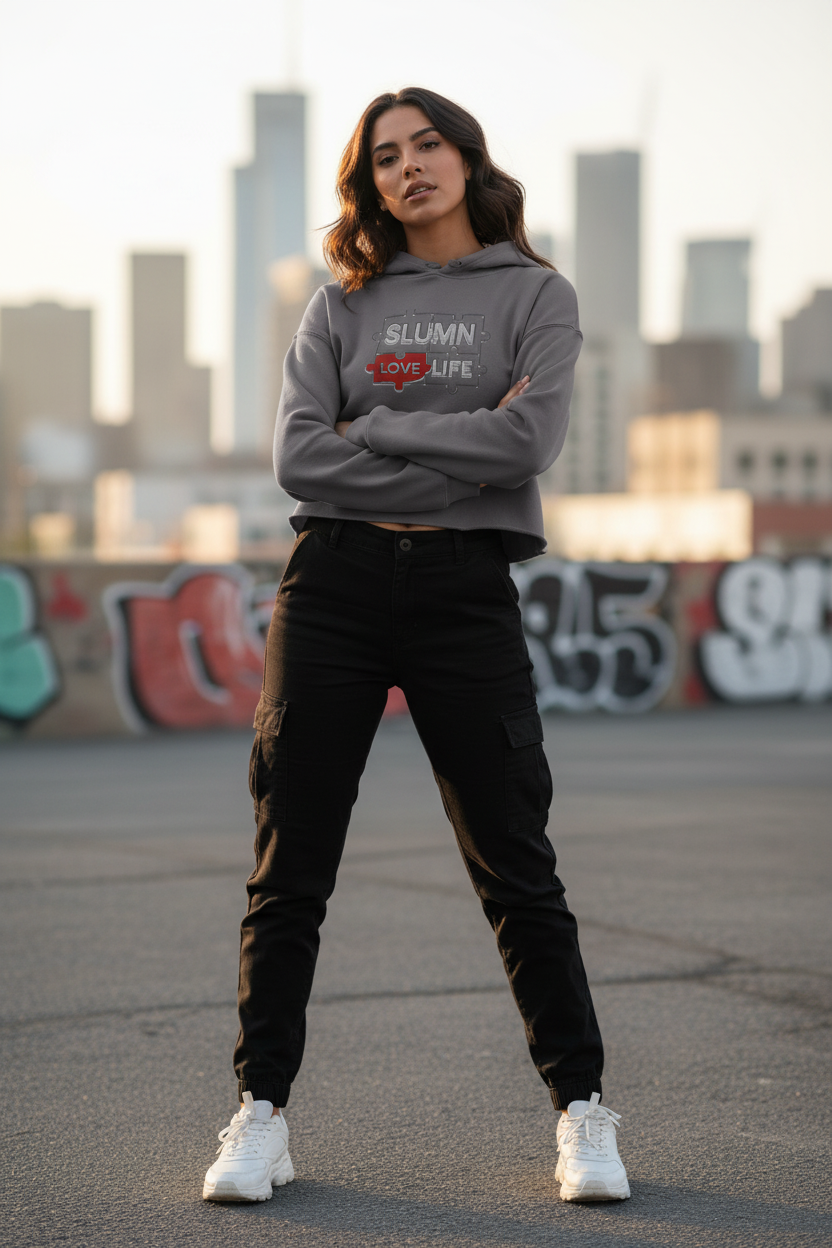 SLUMN LIVE / LOVE Crop Hoodie