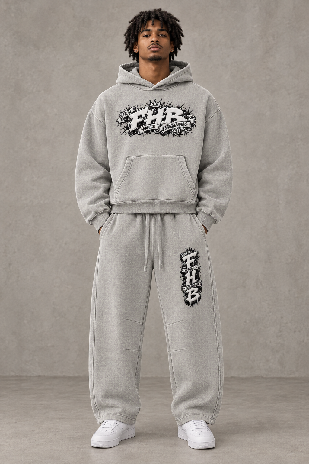 SLUMn FHB Vintage Wash Barrel-Leg Fleece Sweatpants