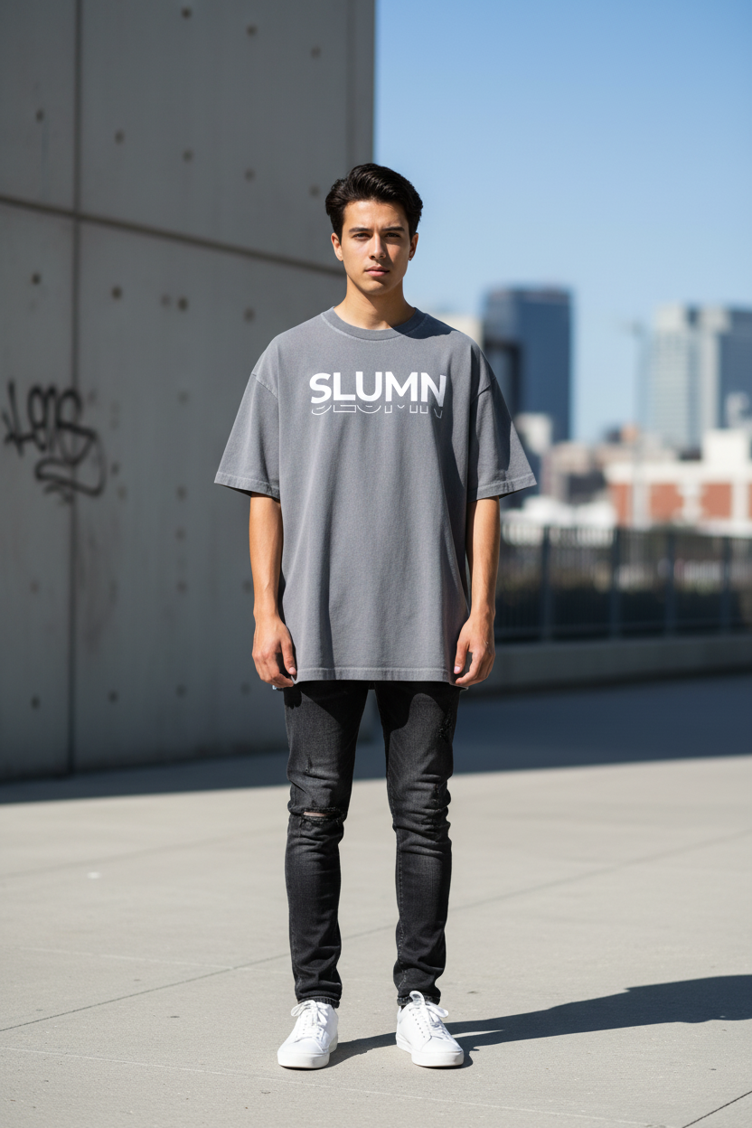 SLUMn Roots in Concrete Vintage Washed Oversized Cotton T-Shirt