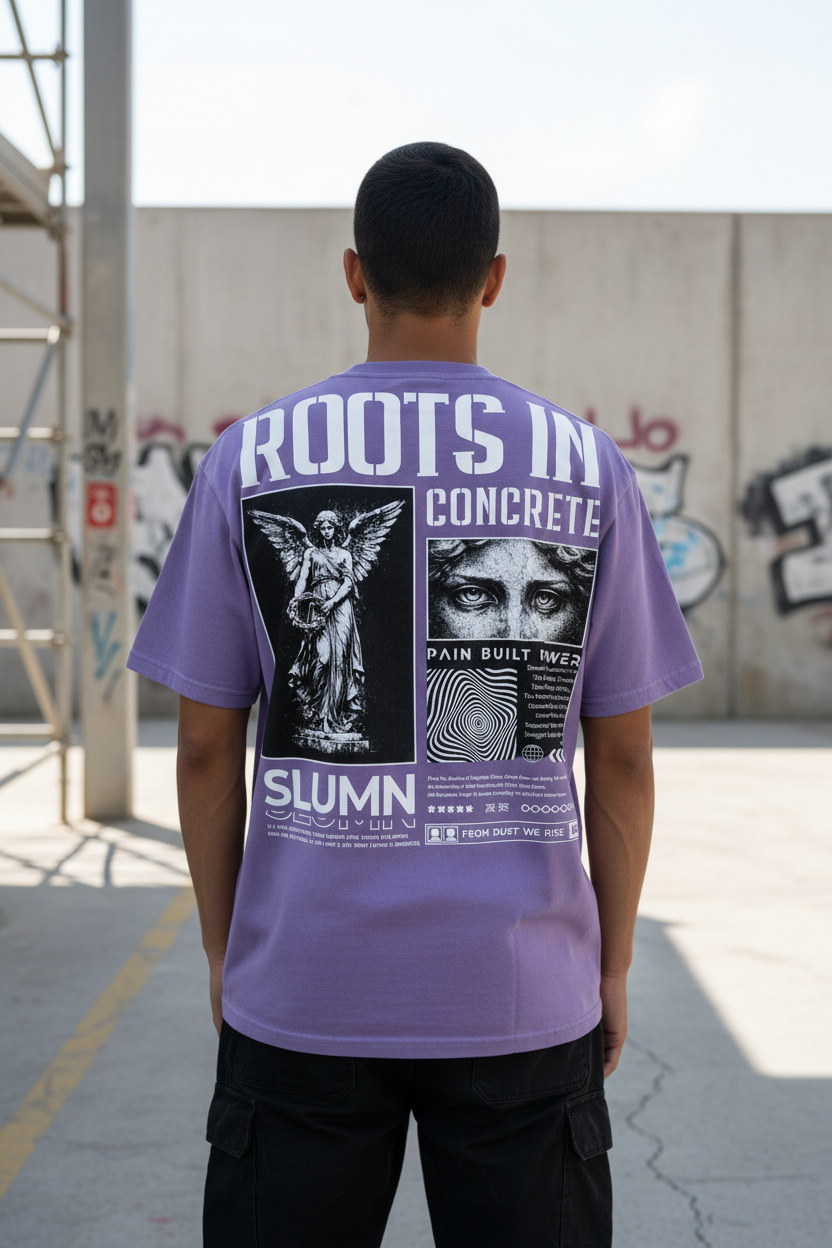 SLUMn Roots in Concrete Vintage Washed Oversized Cotton T-Shirt