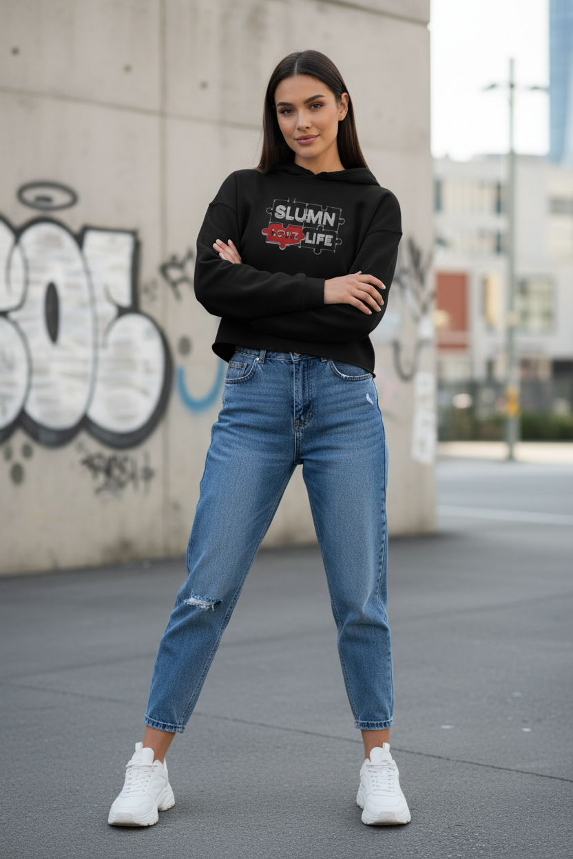 SLUMN LIVE / LOVE Crop Hoodie