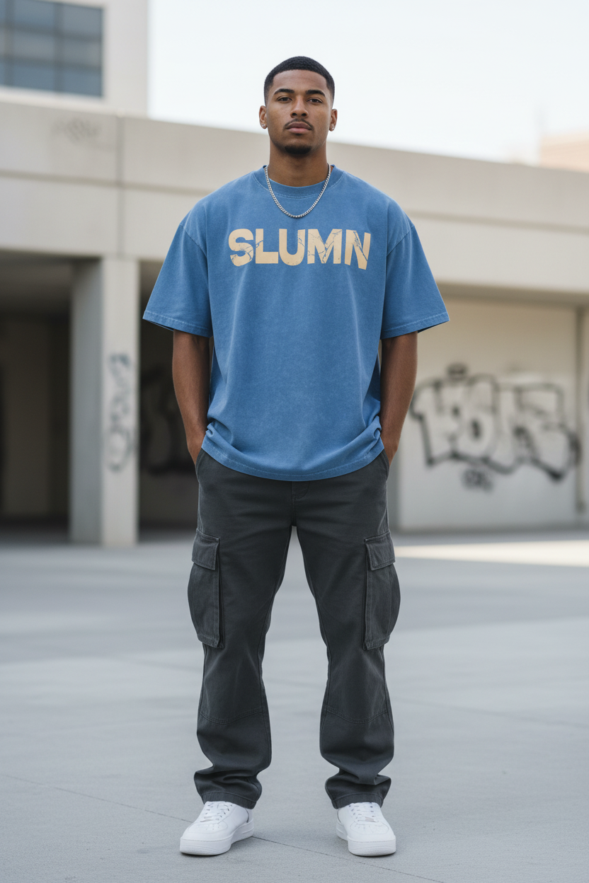 SLUMn Built Different Snow Washed Oversized Cotton T-Shirt