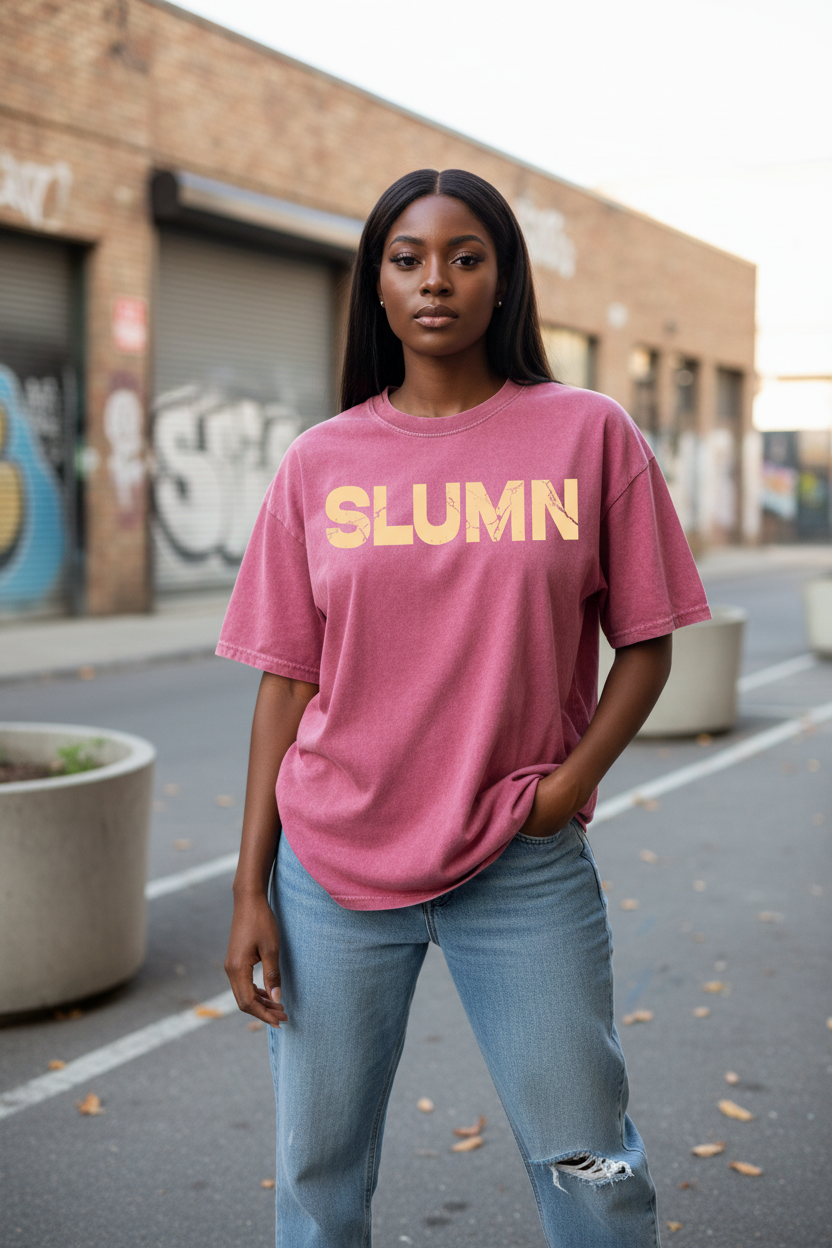 SLUMn Built Different Snow Washed Oversized Cotton T-Shirt