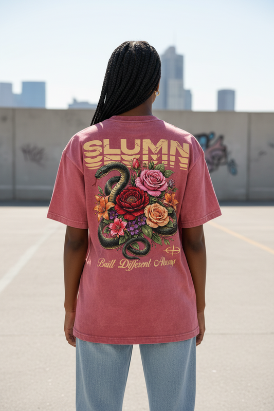 SLUMn Built Different Snow Washed Oversized Cotton T-Shirt