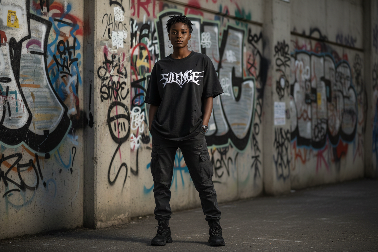 SLUMn SILENCE Vintage Wash Distressed Drop-Shoulder Tee