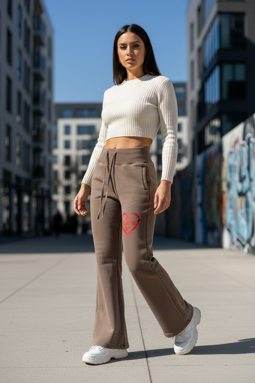 Vintage Washed Flared Fleece Pants