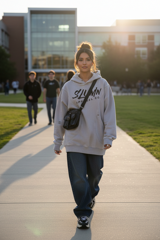 SLUMn Snow Washed Distressed Panel Pocket Hoodie